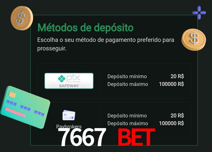 O cassino 7667 Bet oferece uma grande variedade de métodos de pagamento